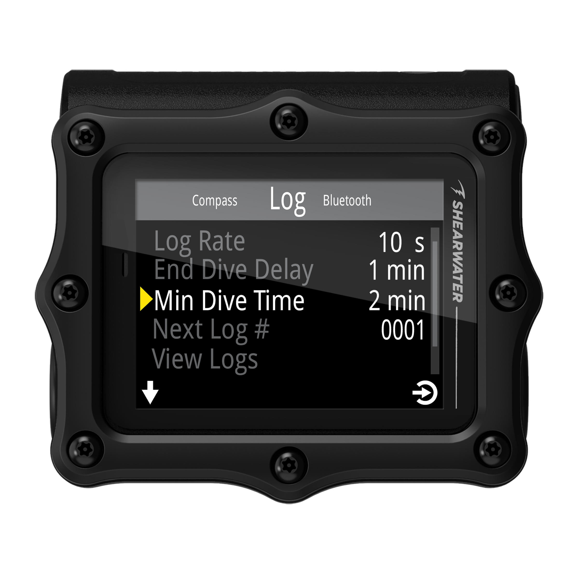 Pantalla AMOLED de la Shearwater Perdix 3 para buceo técnico